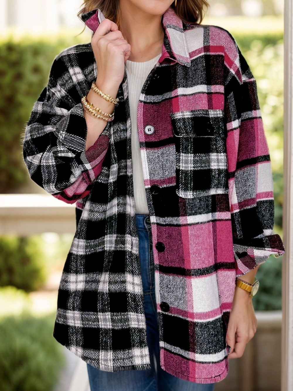Blushing Nights Plaid Shacket